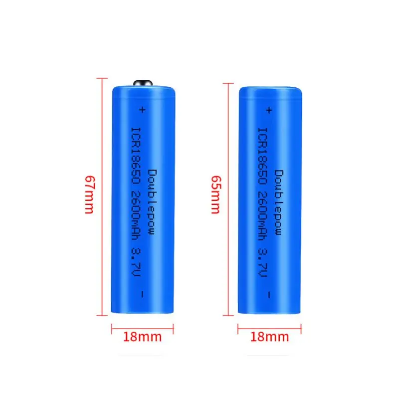 DOUBLEPOW 3.7V 2600mAh 18650 Rechargeable Lithium Ion Battery 100% New Original Batteries Pack for Fan Mobile Power Flashlight