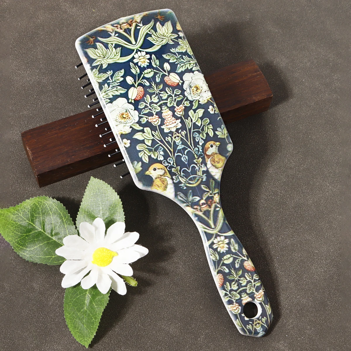 فرشاة شعر بنمط الأزهار، فرشاة شعر نايلون مضادة للكهرباء الساكنة، مقبض بلاستيكي ABS متين، هدية، خاصة لشعر مستعار حقيقي