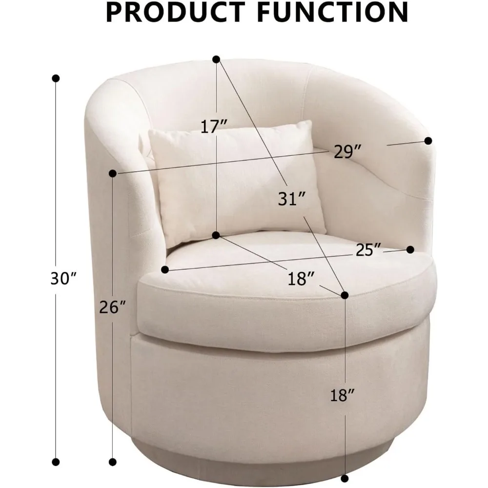 Living Room Chair Set of 2, Round Accent Arm Chairs, Swivel Accent Chairs with Pillow, 360 Degree Single Circle Club Sofa Chair