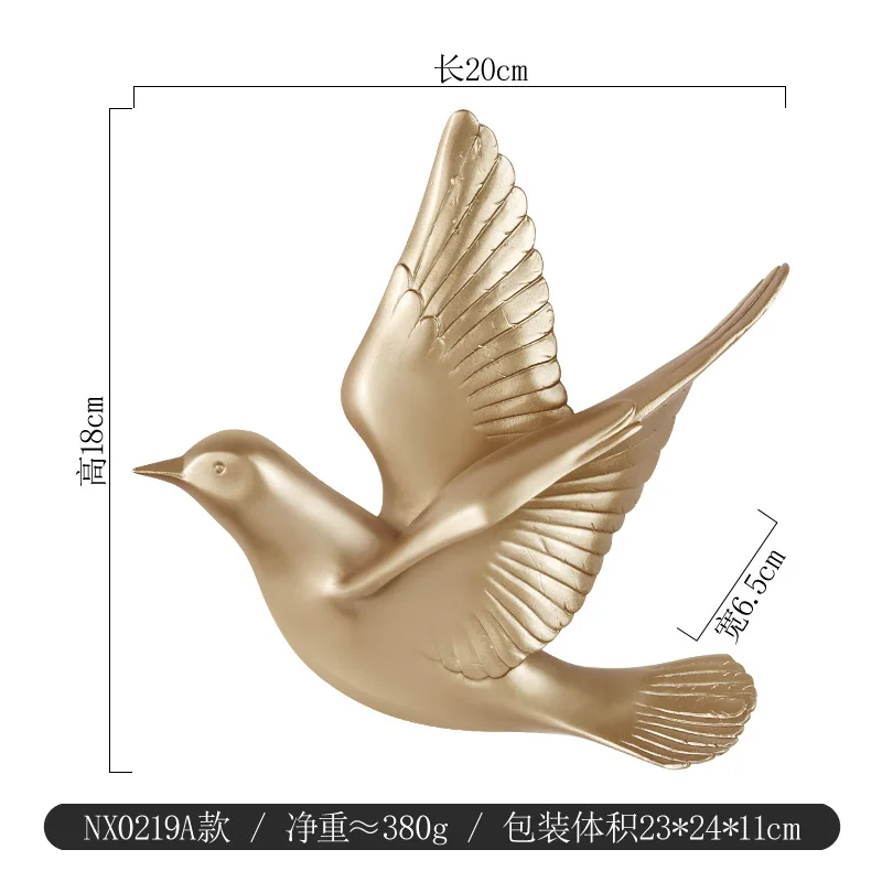 Simple 3D Three-dimensional Bird Wall Hanging Living Room Decoration Golden Animal Bird Wall Hanging Sofa TV Decor Accessories