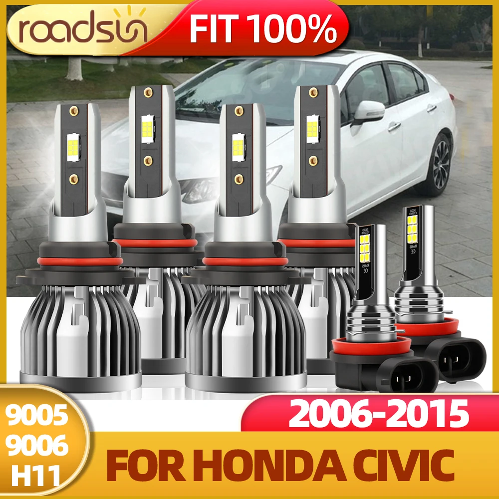 

6Pcs LED Headlight Car Light 9005 HB3 9006 HB4 H11 26000Lm 110W Hight Low Beam Bulbs Fog Light Kit For Honda Civic 2006-2015