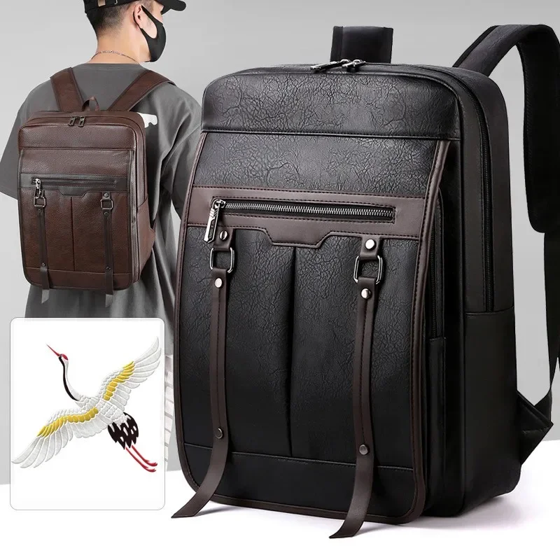 Pu couro anti-respingo saco de viagem, mochila de negócios, grande capacidade, leve, proteção Ridge, mochila masculina de lazer