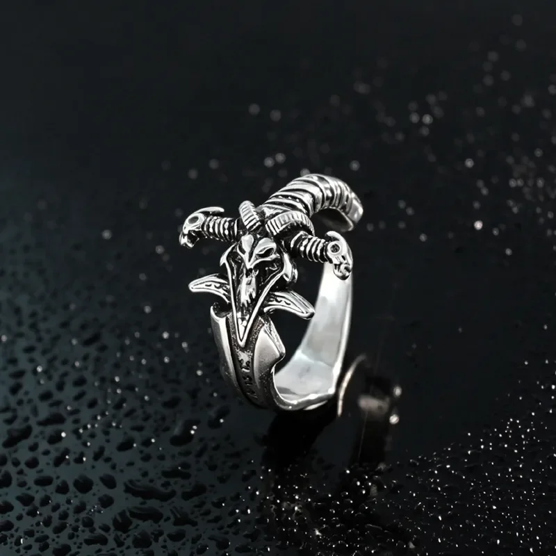 Vintage Punk World of Warcraft Frost Sword of Sorrow Ring Fashion Personality Creativity Open Index Finger Ring for Men Women