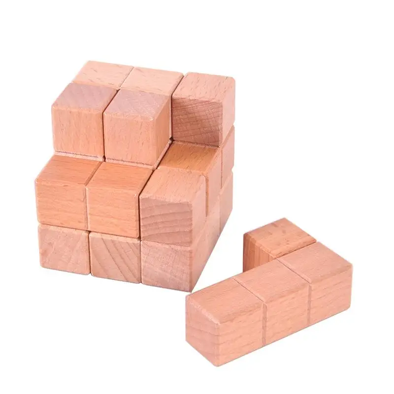 Wooden Cube Puzzle 3D Mind Educational Brain Teaser Soma Puzzles Game