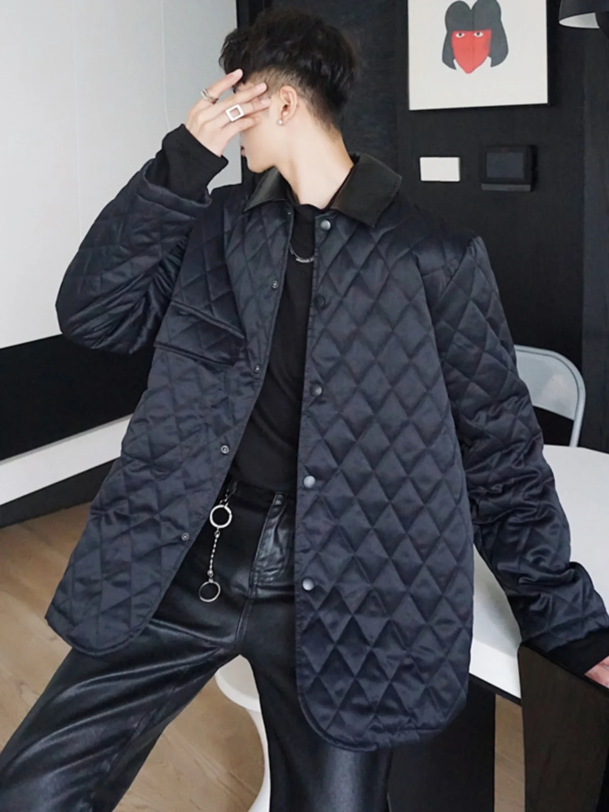 

Winter New Sle Korean Faion Turn-down Collar Haome Cotton Jaet Personali Diamond id ort High-ade Cotton Coat...