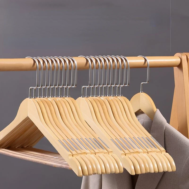 Wood Hangers Equipped with Clip Suit Set Clothes Support Rack Integrated Shops Hotel Dual-purpose Coat Pants Dress Storage Tools