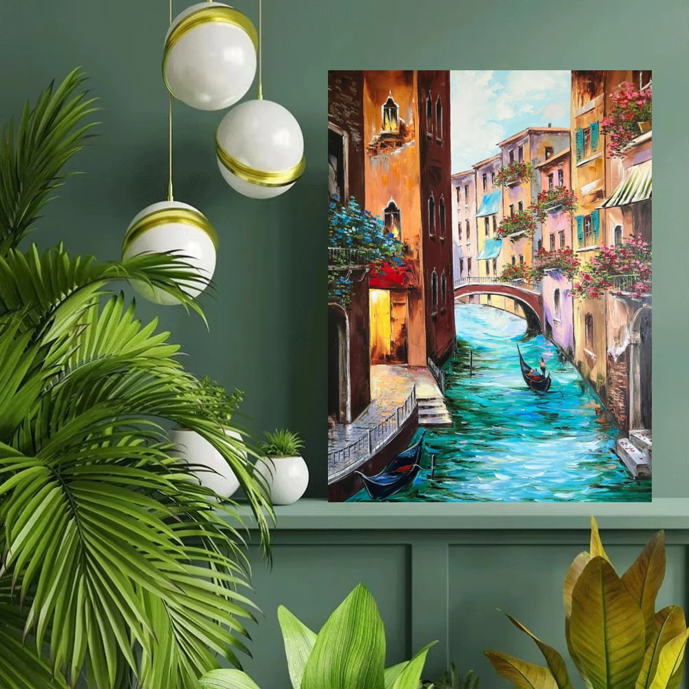 Diamond Painting By Numbers Beautiful Venice Bridge Scenery Diamond Art Wall Decor for Game or Living Room Unique Gift No Fram