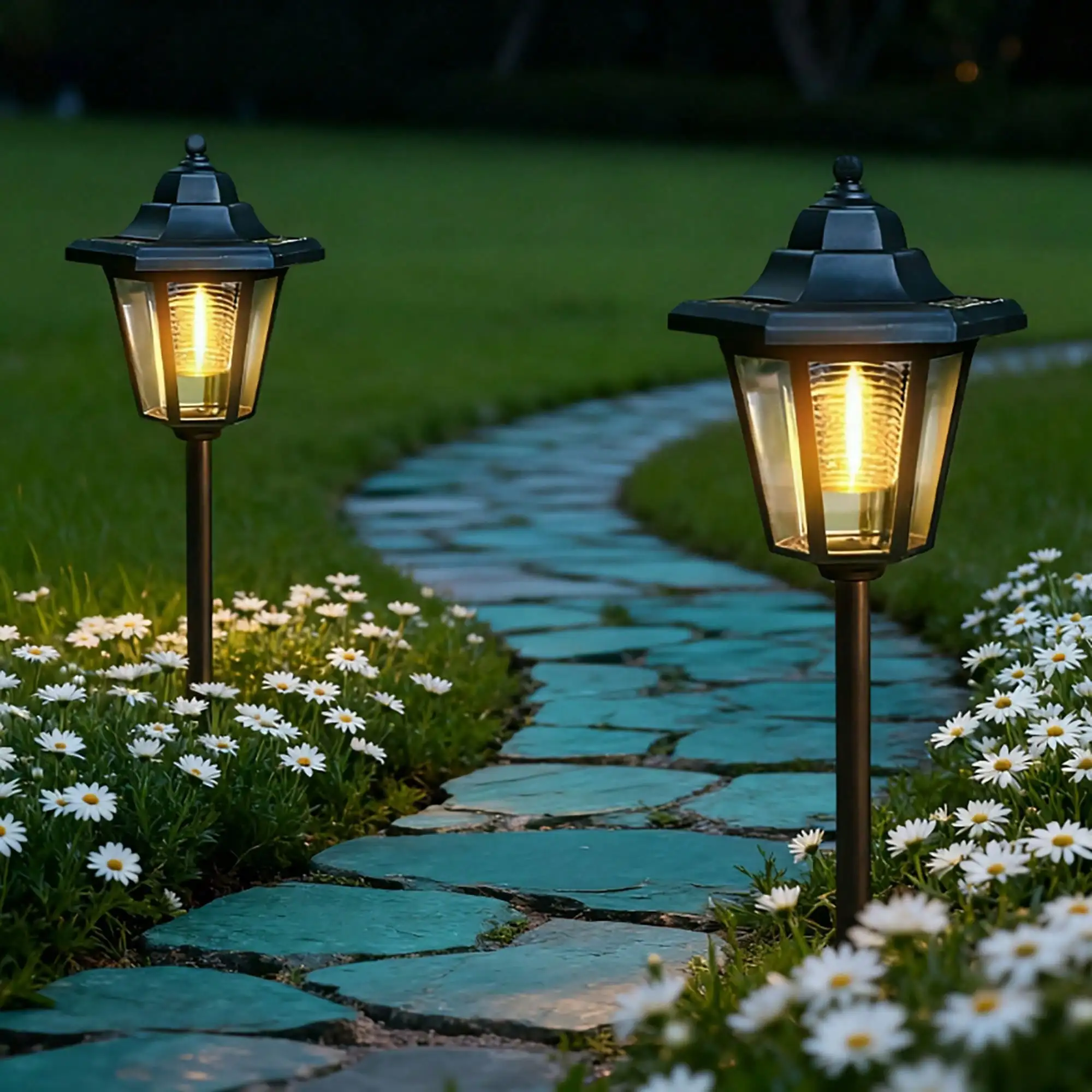1 Stück Solar-Wegeleuchte: Retro-Sechskant-LED, Schaltersteuerung, 600 mAh Ni-MH, Gartengebrauch im Freien