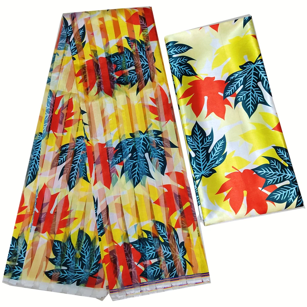 African Fabrics For Women Dress Organza Silk Material Match Satin Blouse 4+2 Yards