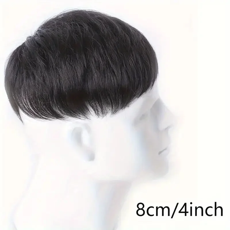 realistic topper 100% human hair men's toupee natural black color light weight comfortable inner net men's hair topper