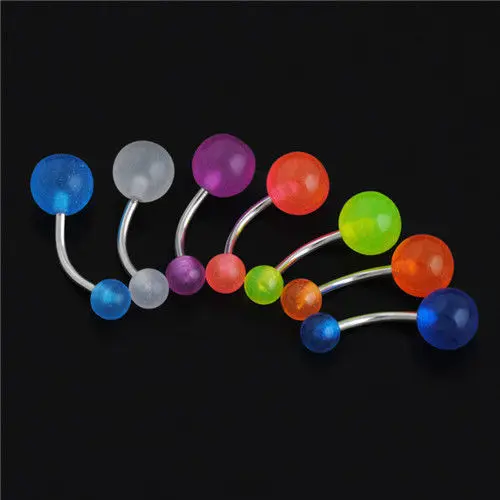 WKOUD 1pcs/lot Glow In The Dark Belly Ring Women\'s Fashion Navel Bars Rings Punk Body Piercing Ombligo Body Jewelry Color Choice