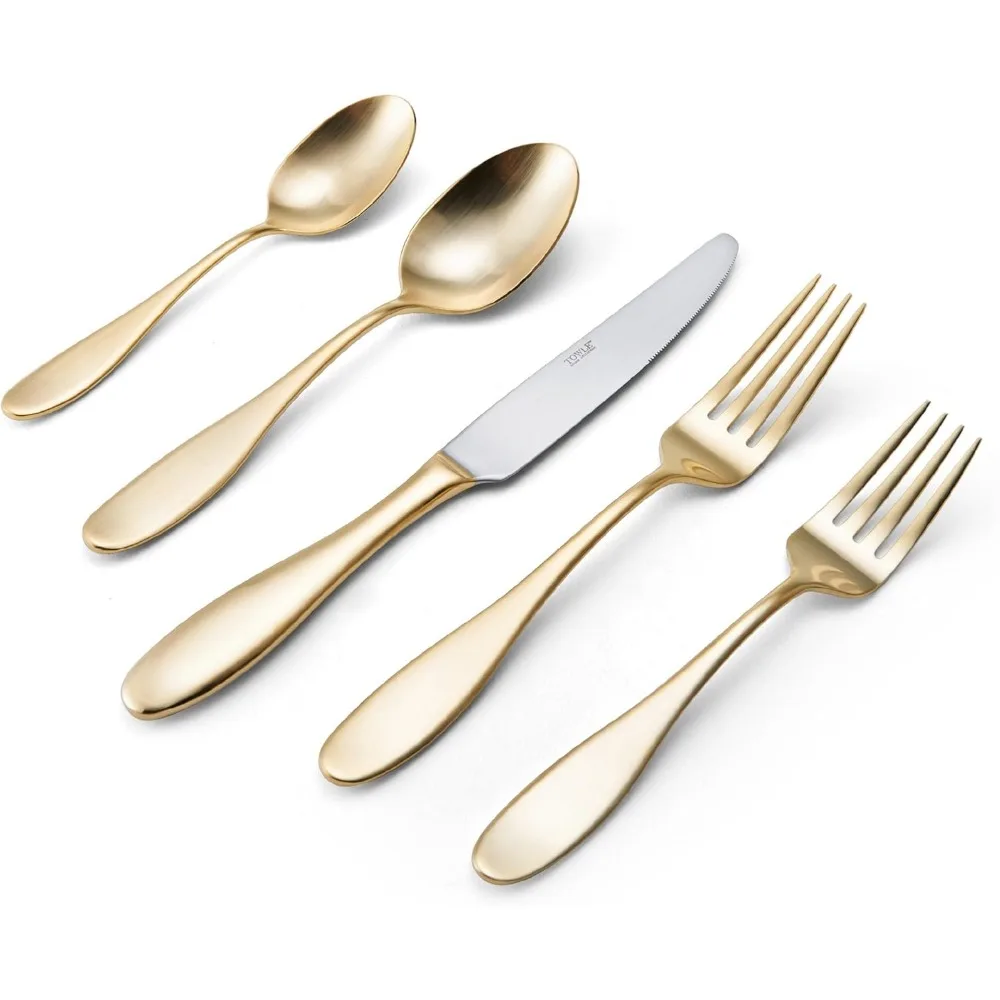 طقم أدوات مائدة من الفولاذ المقاوم للصدأ مكون من 20 قطعة، يقدم لـ 4 أشخاص