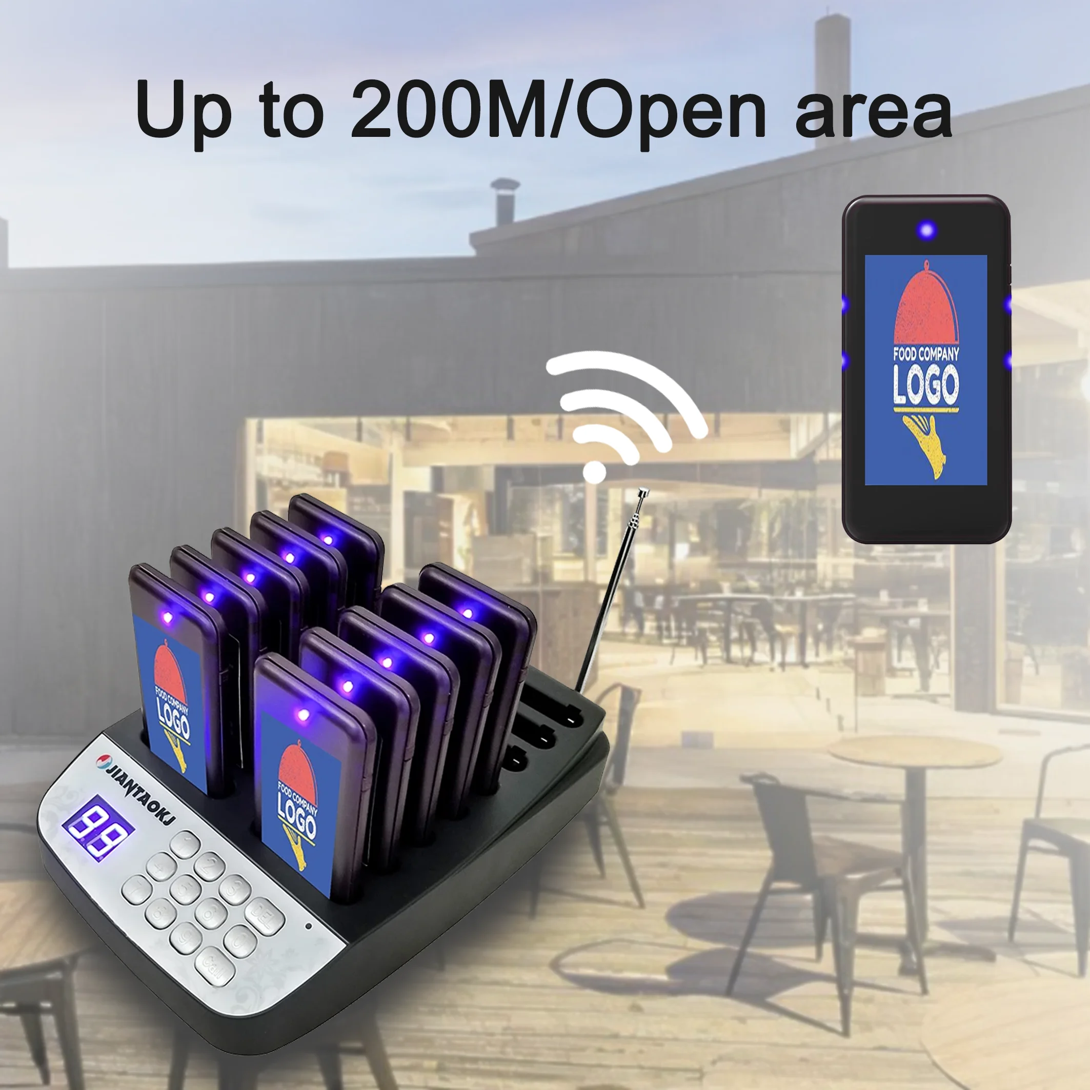 JIANTAO JT-916 With 16 Receivers Wireless Calling Bell Pager System Restaurant Buzzer For Hookah Coffee Bar Canteen