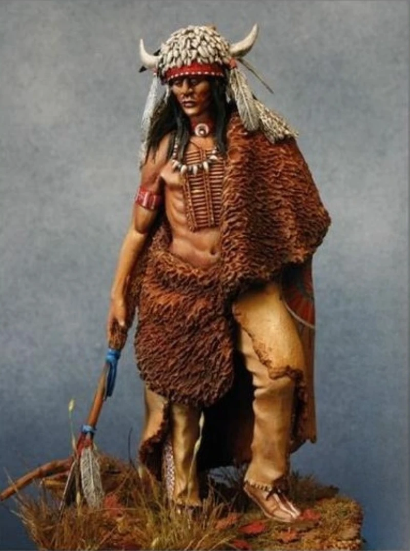 

Масштаб 1/24, 75 мм, литая под давлением фигурка из смолы, комплект модели, древний диорама воина черного нога, в разобранном виде, неокрашенная