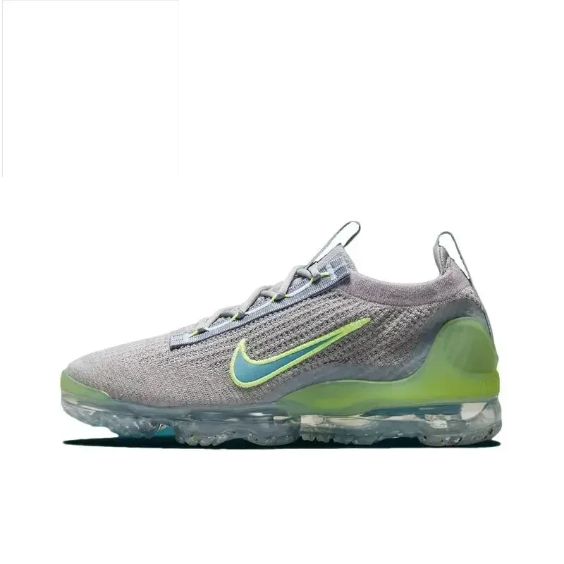 Nike Vapormax Flyknit 2021 Unisex Gray-green Shock-absorbing Springback Non-slip Wear Comfortable Breathable Leisure Supportive