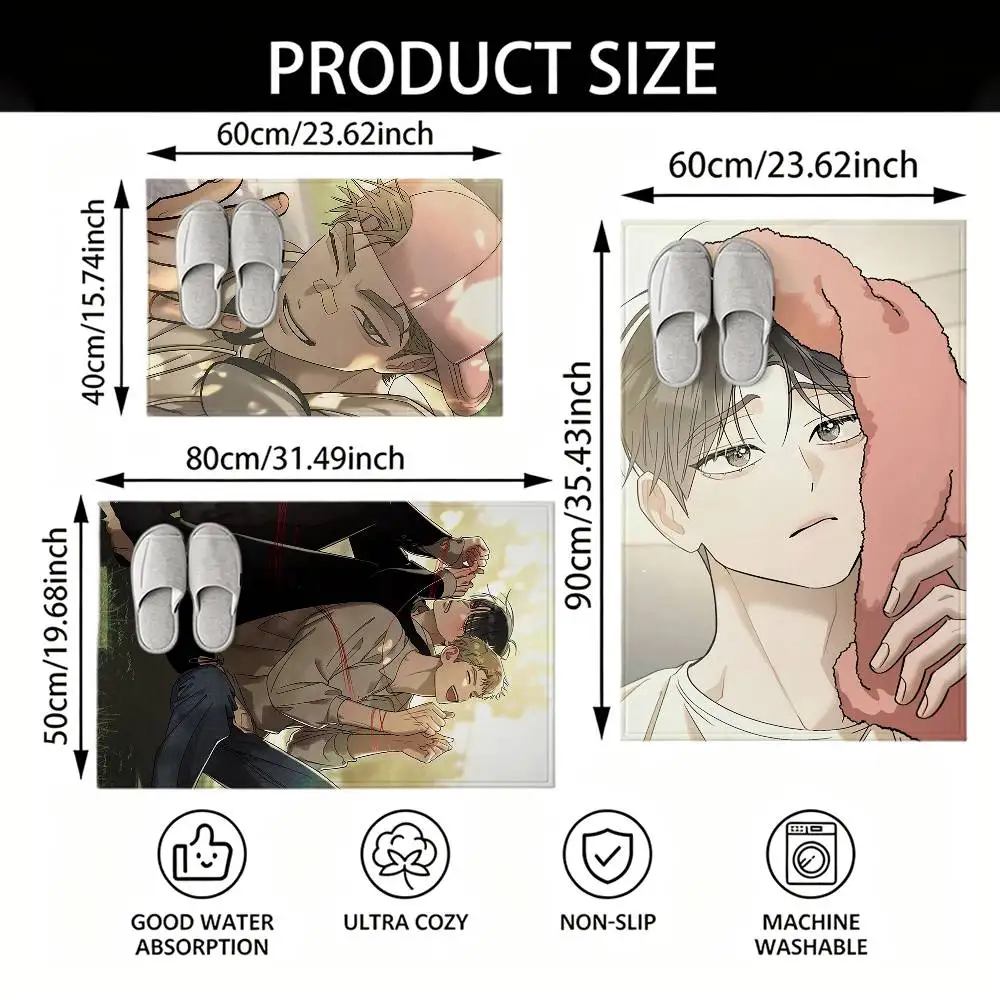M-Manhwa R-Red S-String Q-Quests Floor Mat Soft Non Slip for Entry Door Bathroom Indoor Home Decorative Carpet