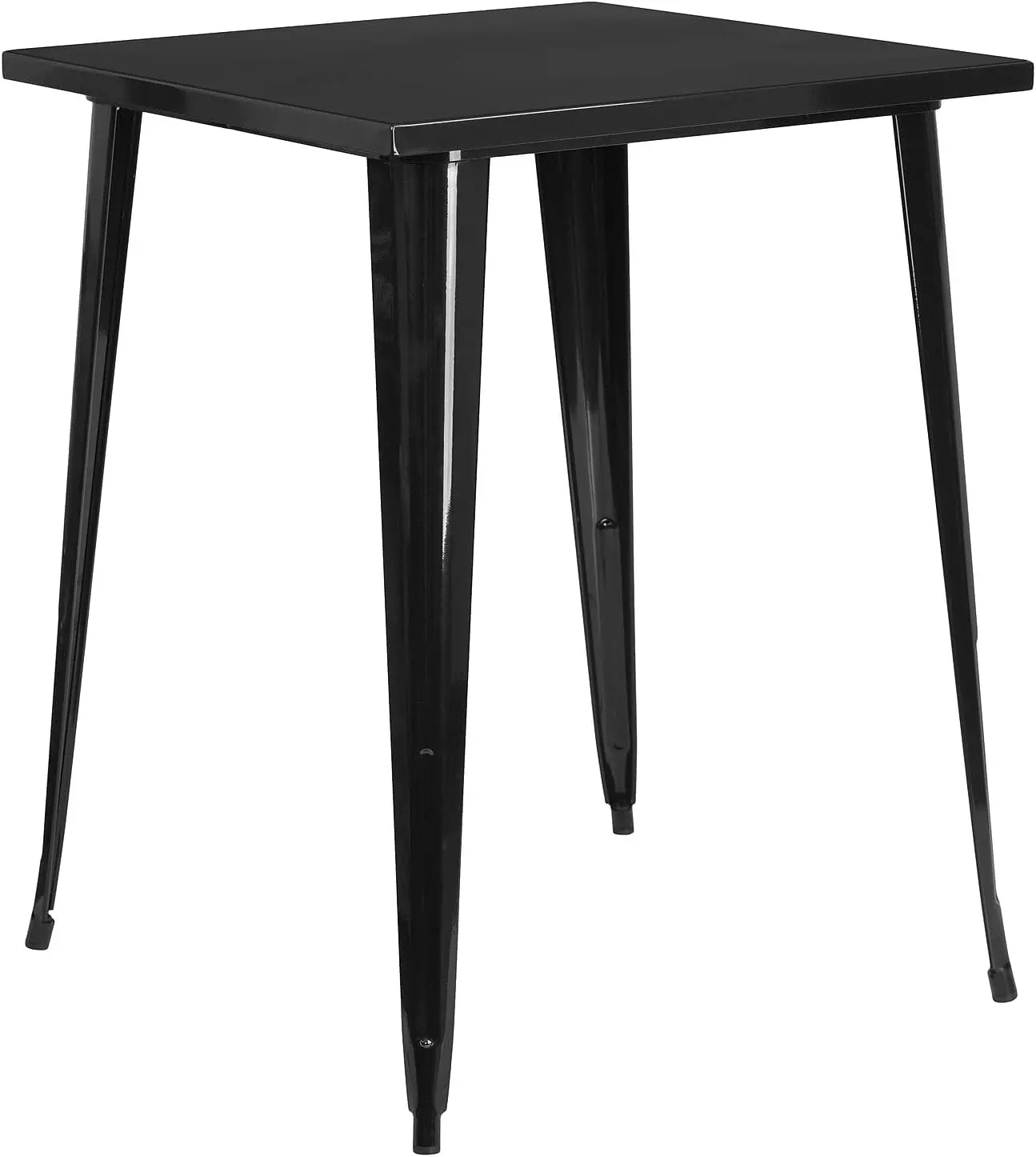 Table de bar intérieure et extérieure carrée en métal noir, qualité commerciale, 31.5 po, recommandé