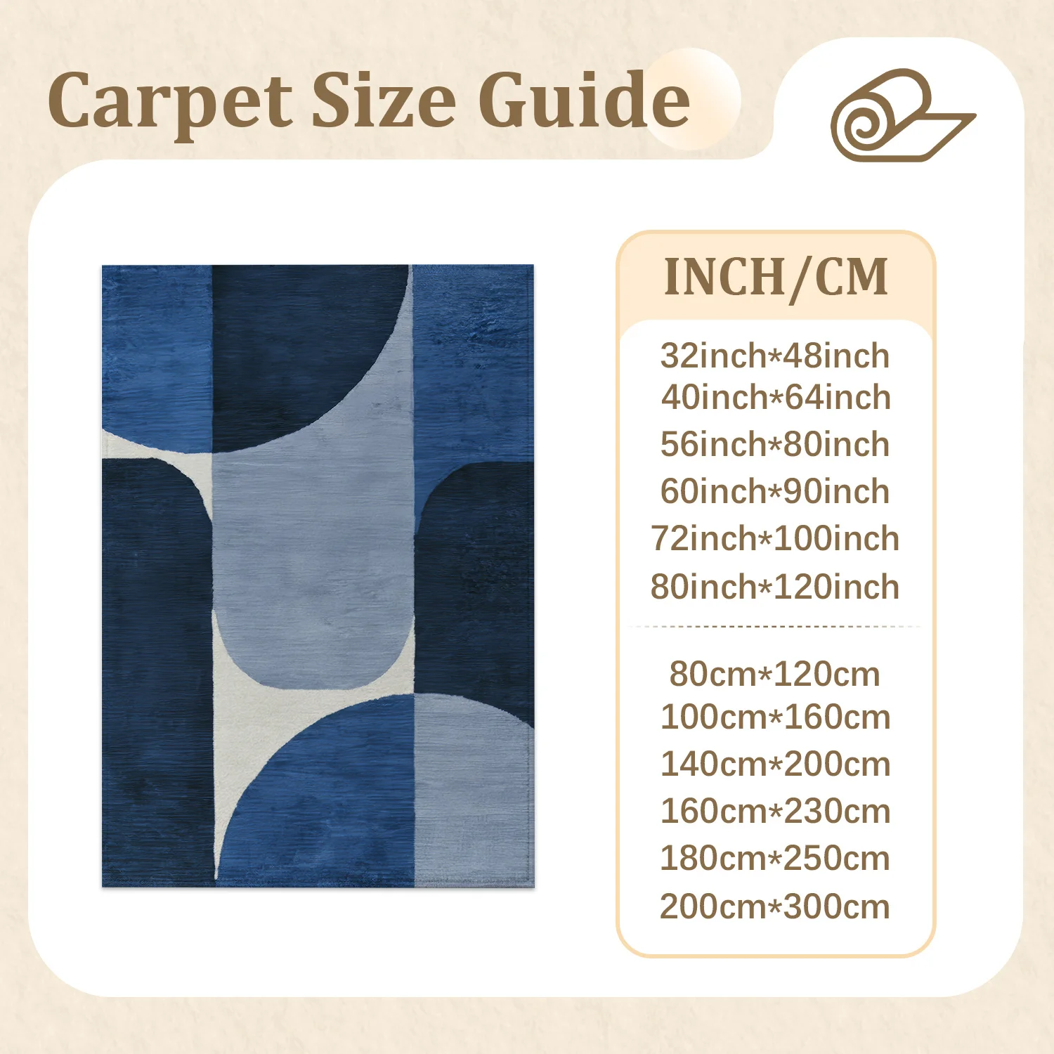 Large Indoor Area Rug, Soft Velvet Low Pile Rug with Non-slip Dotted Backing, Machine Washable Modern Abstract Blue Geometric Pattern Floor Carpet for Living Room, Bedroom, Contemporary Home Decor