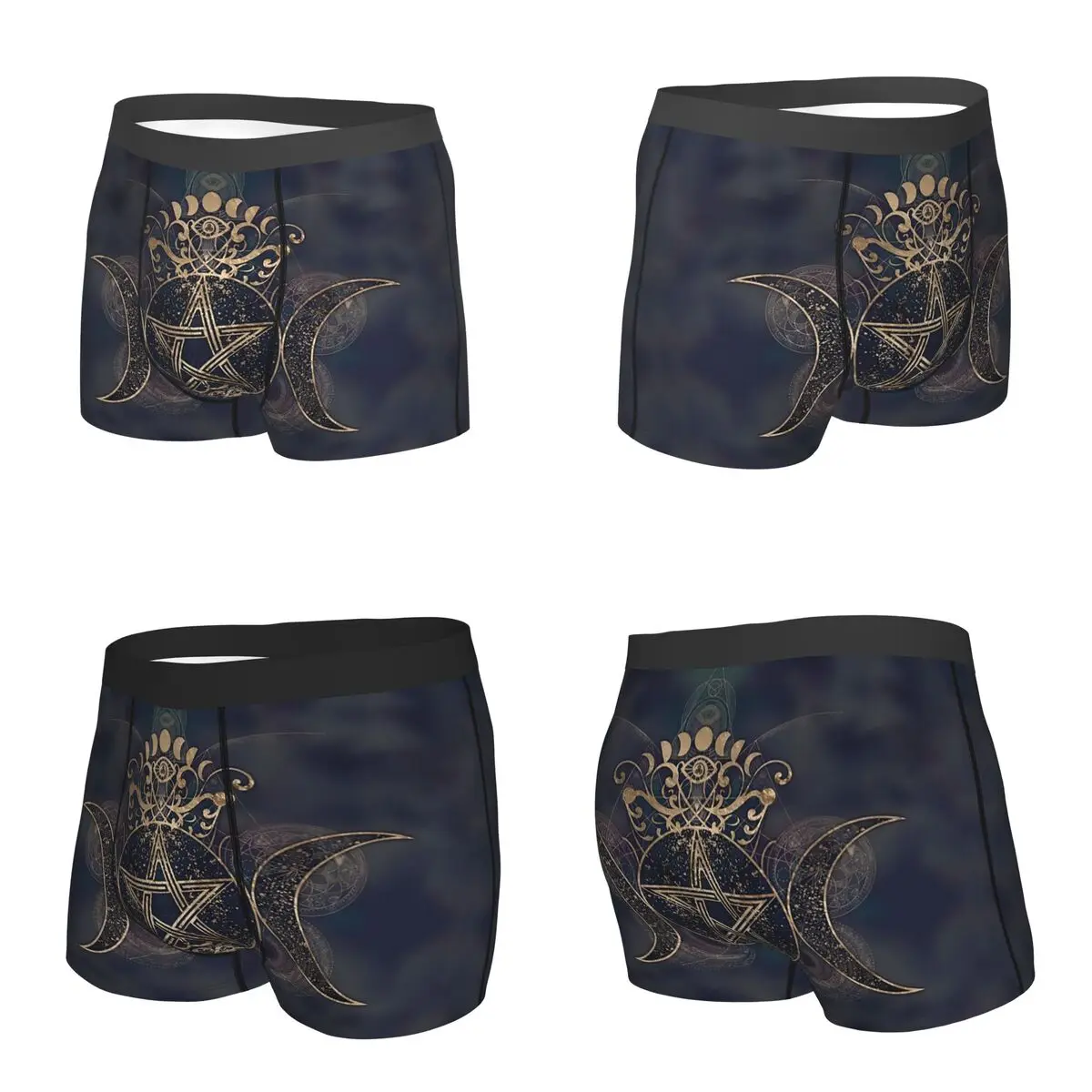 Трусы-боксеры, шорты, тройная луна, тройная богиня, золотые и фиолетовые трусы, мужское мягкое нижнее белье для мужчин, подарки бойфренду