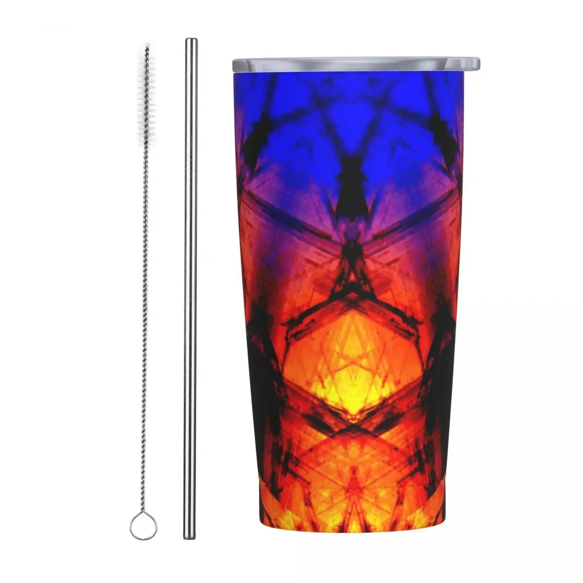 

Винтажный металлический стакан с рисунком огня, льда, мандалы, бутылка для холодной и горячей воды, портативные термокружки из нержавеющей стали, походные автомобильные кружки