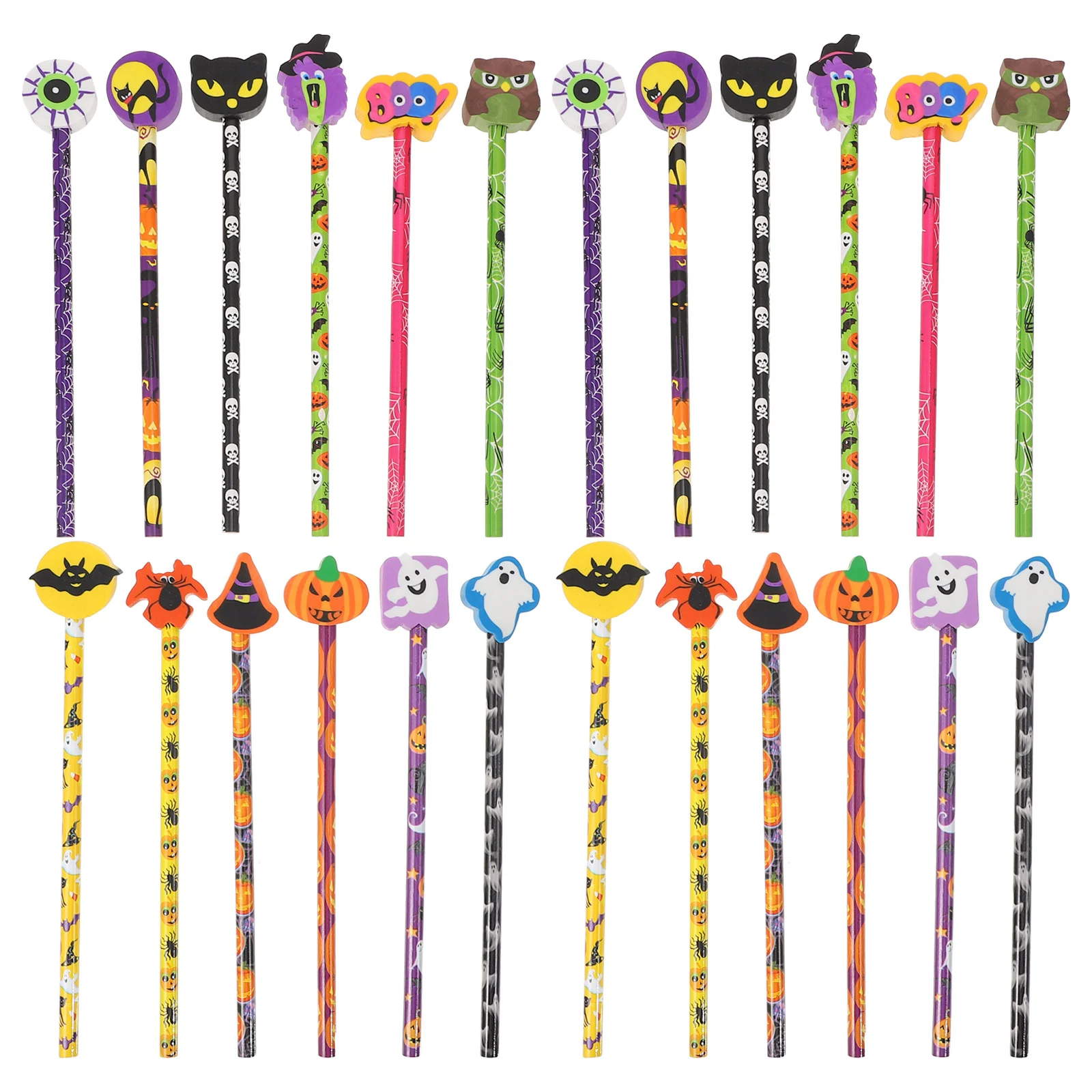 lapis crayon halloween com borrachas papelaria infantil escola presentes de festa pratico viagem 192x35x15cm 24 pcs 01