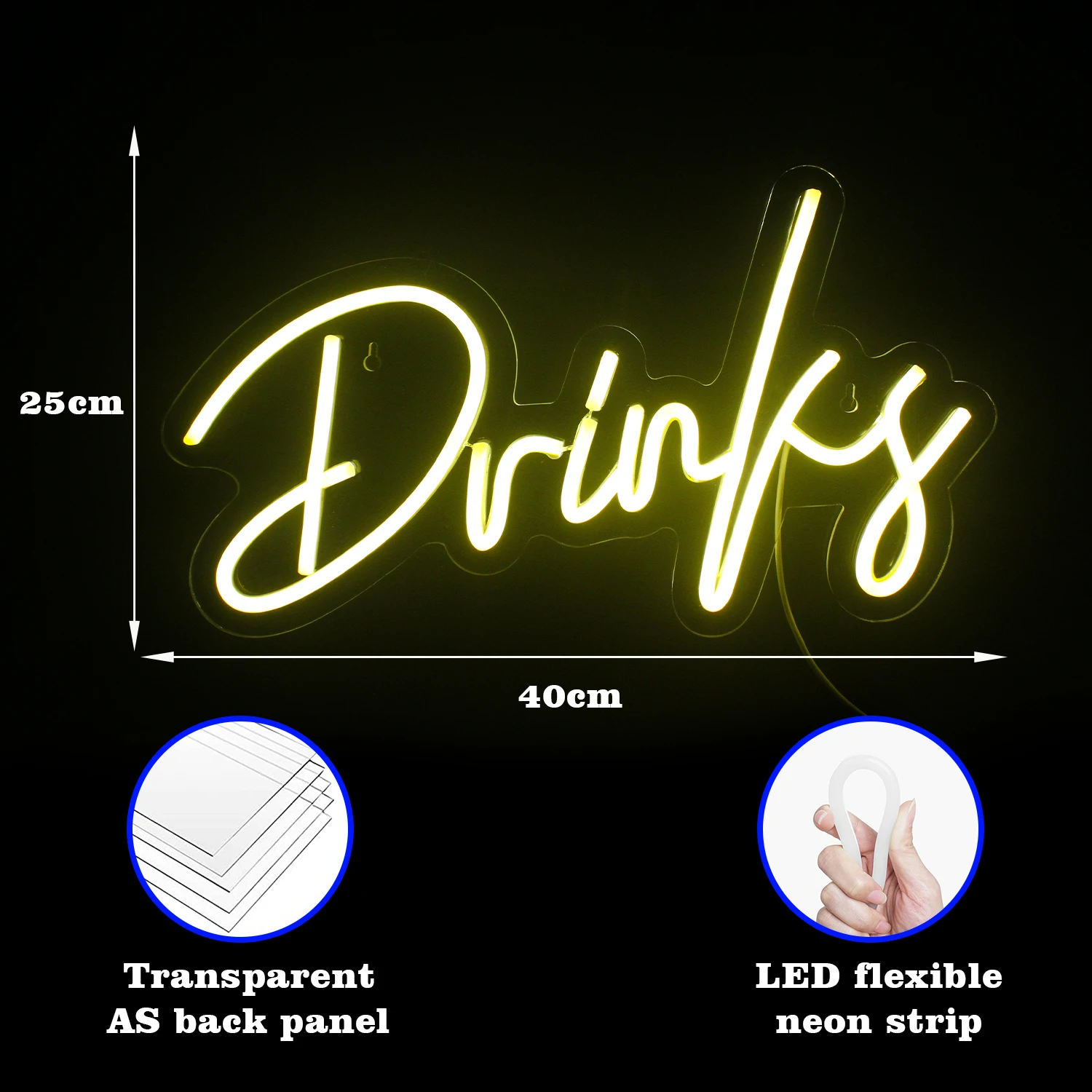 Imagem -03 - Bebidas em Forma de Neon Led Sign Luz Noturna para Bar Cafeteria Placa Transparente Decoração para Sala Pendurada Decoração de Parede Alimentada por Usb