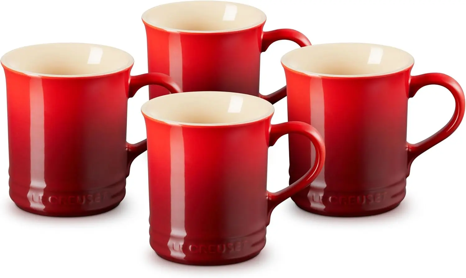 

Premium Stoneware Mug Set of 4, 14 oz Each - Cerise Red, Dishwasher Safe & Scratch Resistant for Coffee Lovers