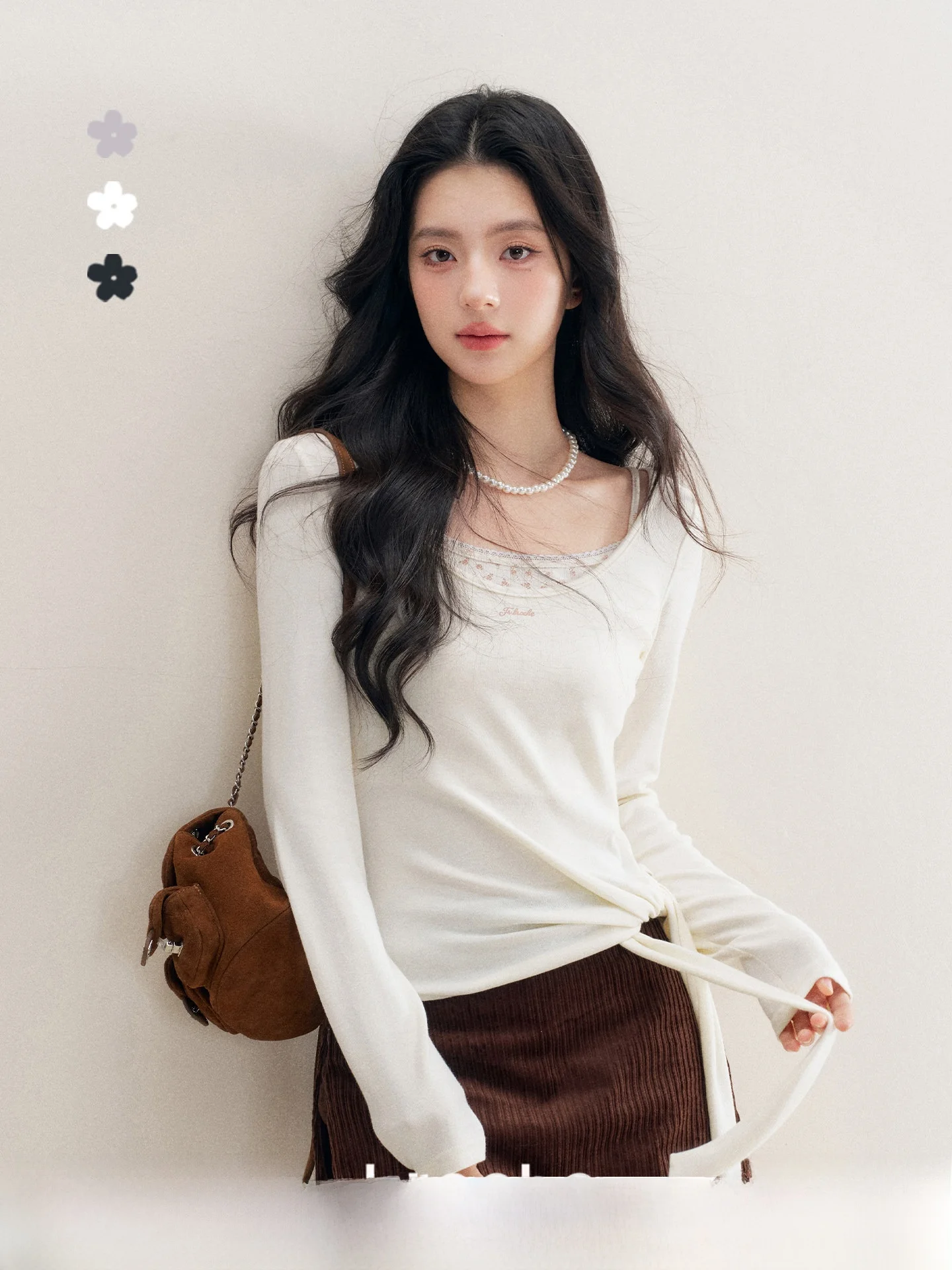 

Женская футболка с кружевной отделкой и длинным рукавом, с поясом, универсального кроя, для повседневной носки, с эффектом похудения, Ciwalk