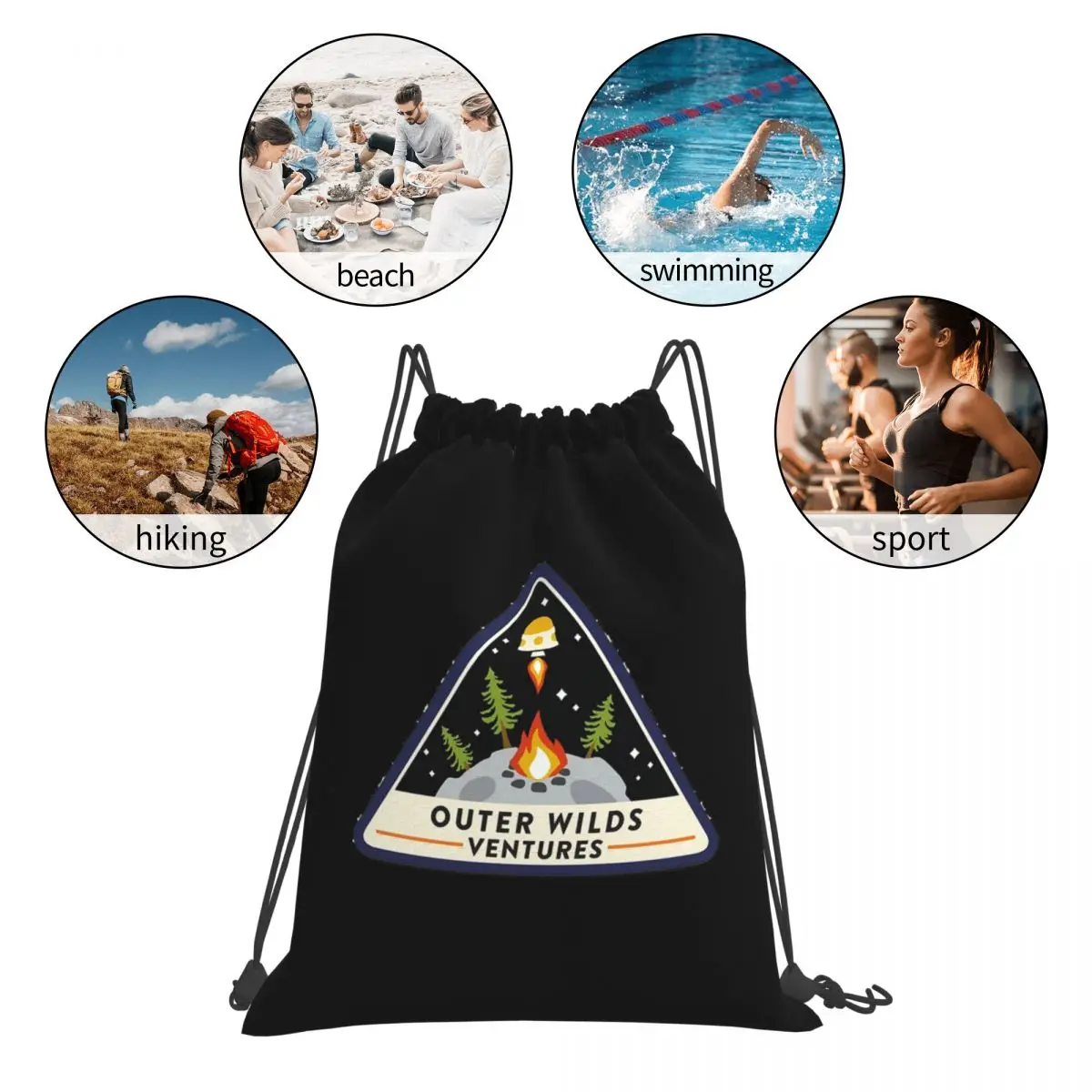 

Outer Wilds Ventures Patch Backpacks Multi-function Drawstring Bags Sports Bag Book Bags for Travel Students