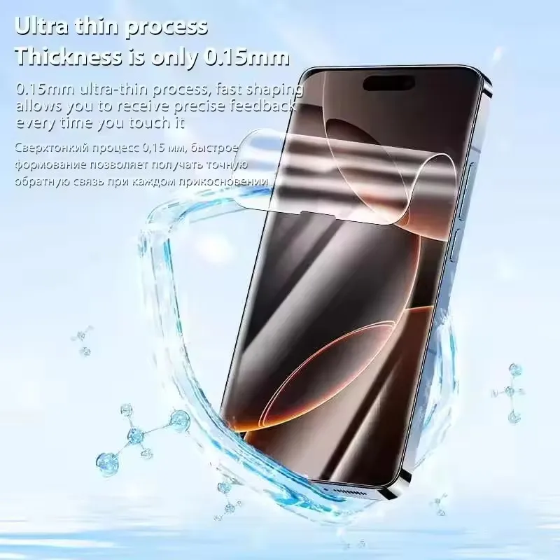 5 Stück Vollflächige Hydrogel-Folie für iPhone 17 16 11 12 13 14 15 18 Pro Max Displayschutzfolie für iPhone 15 16 Plus XR XS, kein Glas – Detail 2