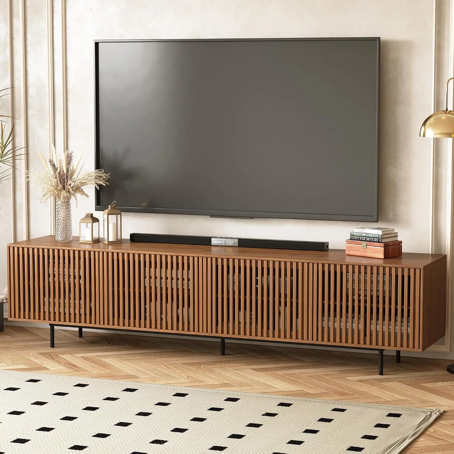 86.6" Mid Century Modern TV Stand, Media Console for 75+ inch TV