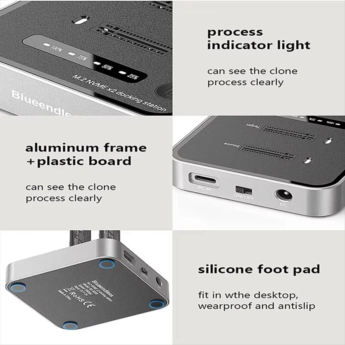 【dt56】cloner-ssd-m2-nvme-a-double-baie-lecteur-ssd-m2-nvme-20-gbps-usb32-type-c-cloner-hors-ligne-duplicateur-boitier-n