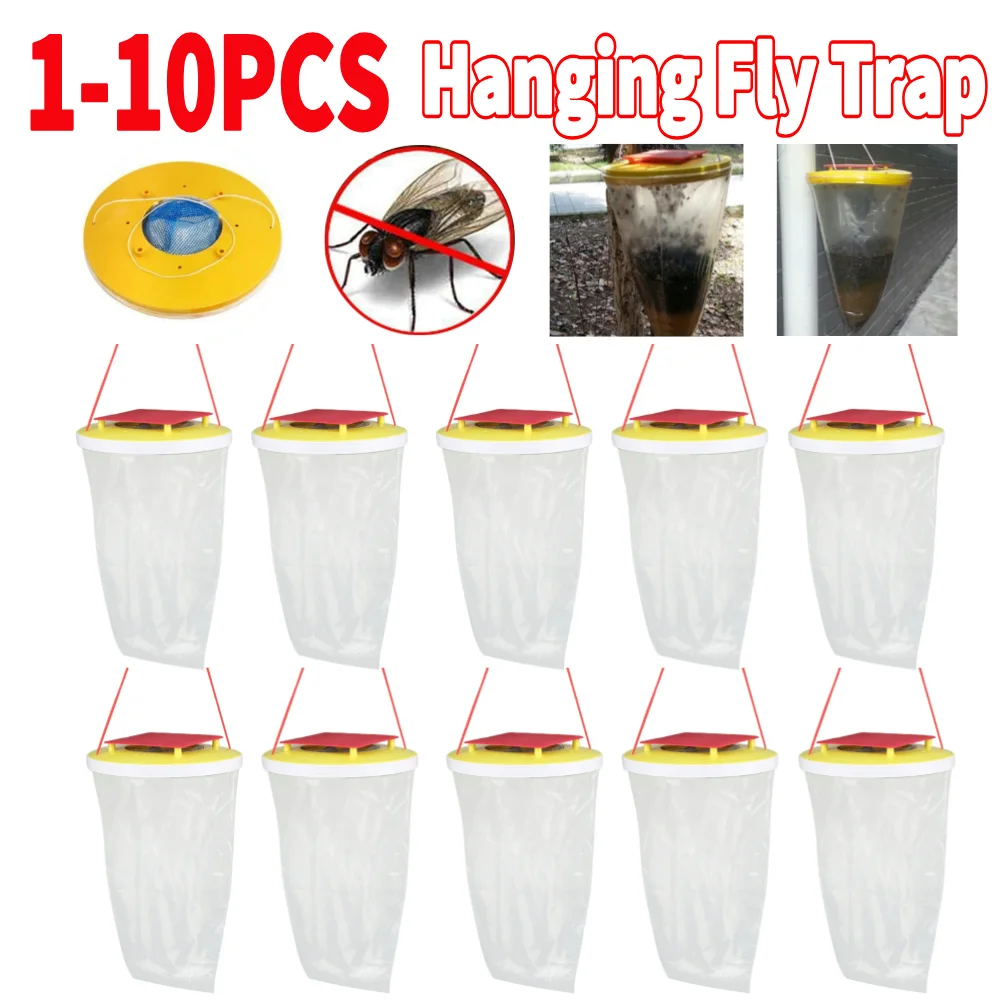 

1-10PCS Flies Catcher Disposable Flies Trap Hanging Flycatcher Bag Non Toxic Insect Bug Killer Flies Catching Bag for Outdoor