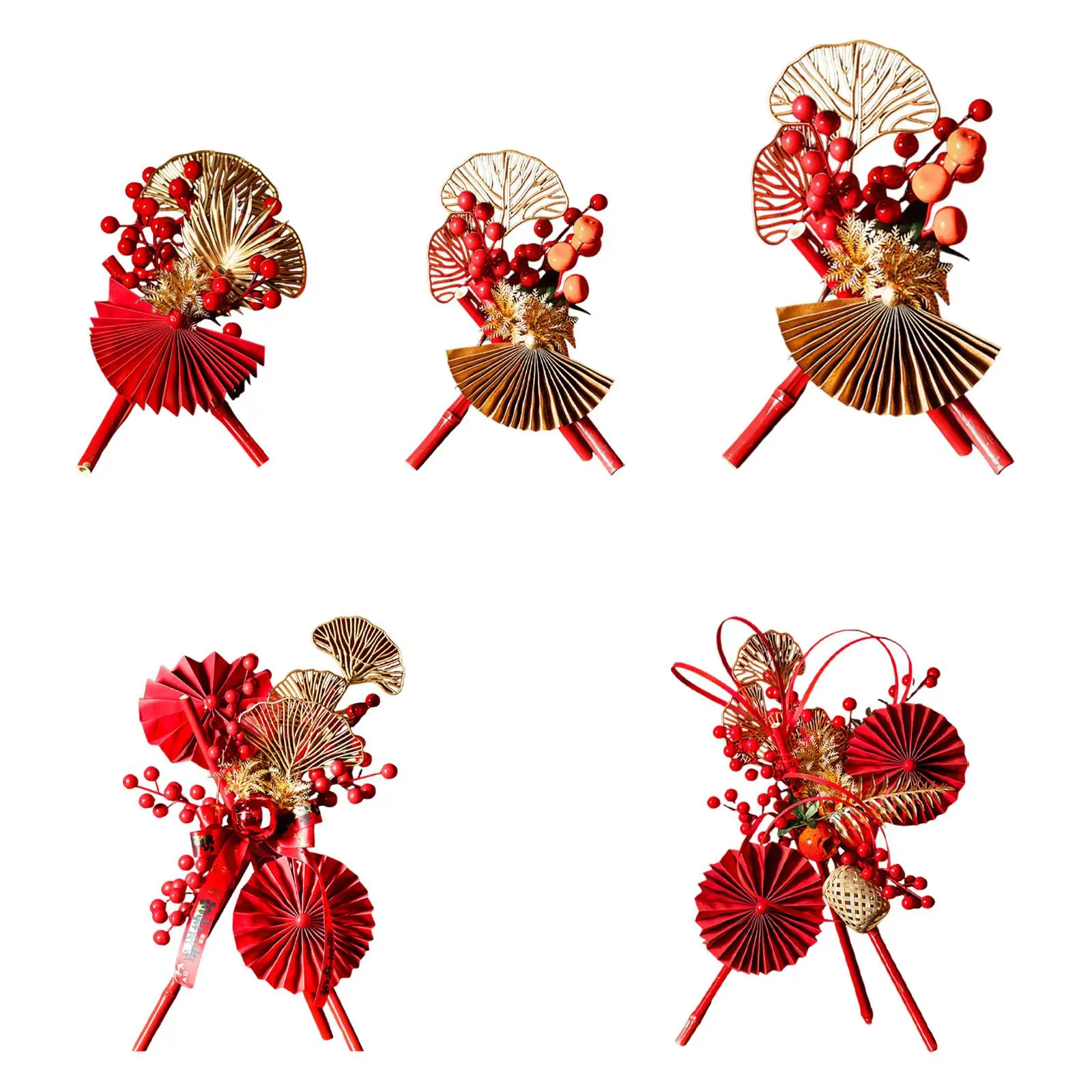 Chinese New Year Tabletop Decor Bamboo Berries Centerpiece Spring Festival Lucky Figurine for Home Office Shelf Use view 5