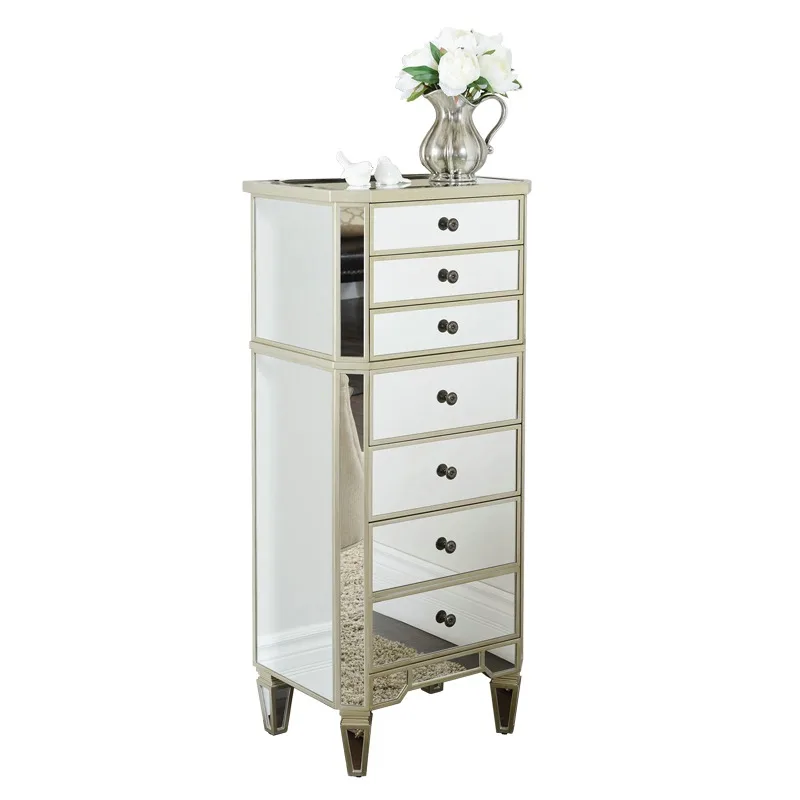 light luxury mirror storage cabinet with drawers solid wood locker for Bedroom Living room sofa beside cabinet home Furniture