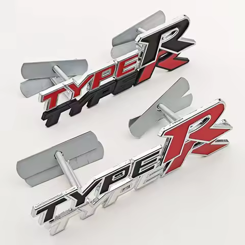 3D Metal Car Styling Type R Logo Front Grill Badge Emblem Decal For Honda Civic TYPER CRV HRV Accord Fit Car Sticker Accessories