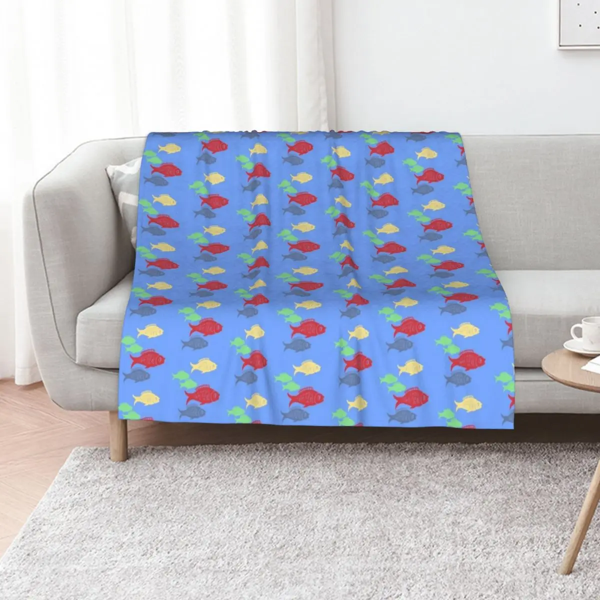 One Fish, Two Fish, Red Fish, Blue Fish Throw Blanket Soft Plaid Polar Flannel Fabric Sofa Throw christmas gifts Thins Blankets