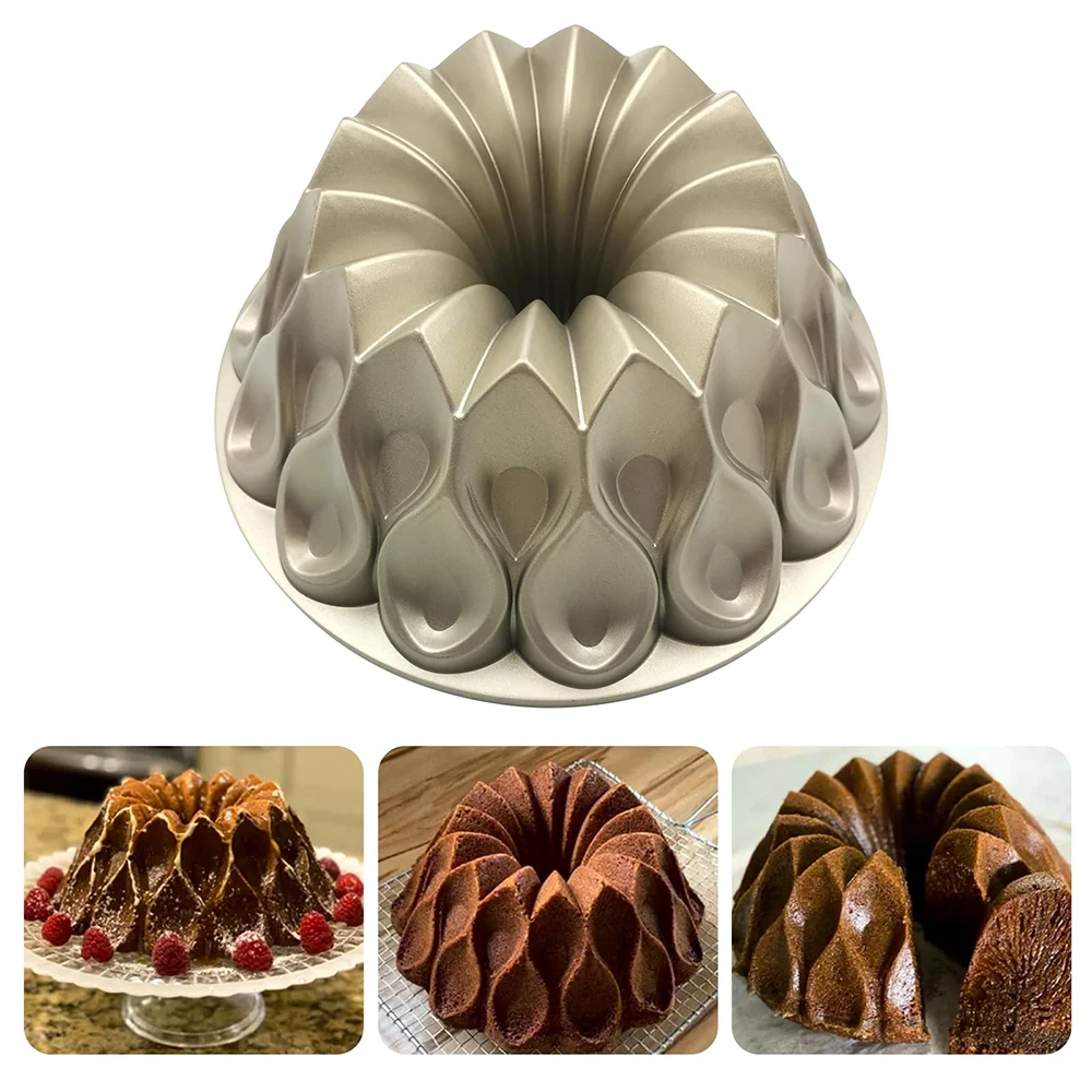 Golden 3D Elegant Crown Shaped Cake Pan Aluminum Alloy Non-Stick Mold Kitchen Accessories DIY Charlotte Cake Baking Mould