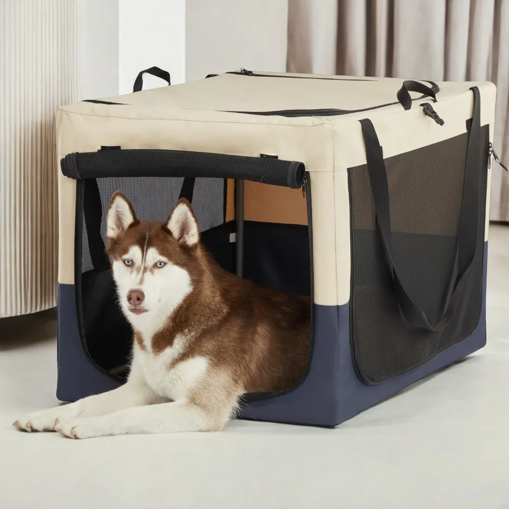 

Dog Crates for Dogs, Adjustable Fabric Cover by Spiral Iron Pipe, Strengthen Sewing Dog Travel Crate 3 Door Design