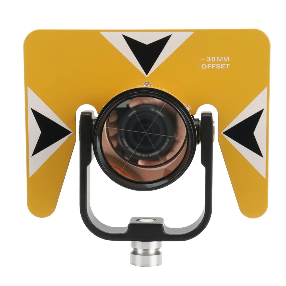 All Metal Single Tilt Reflector Prism Set With Yellow Shell Yellow Target For Total Station Surveying