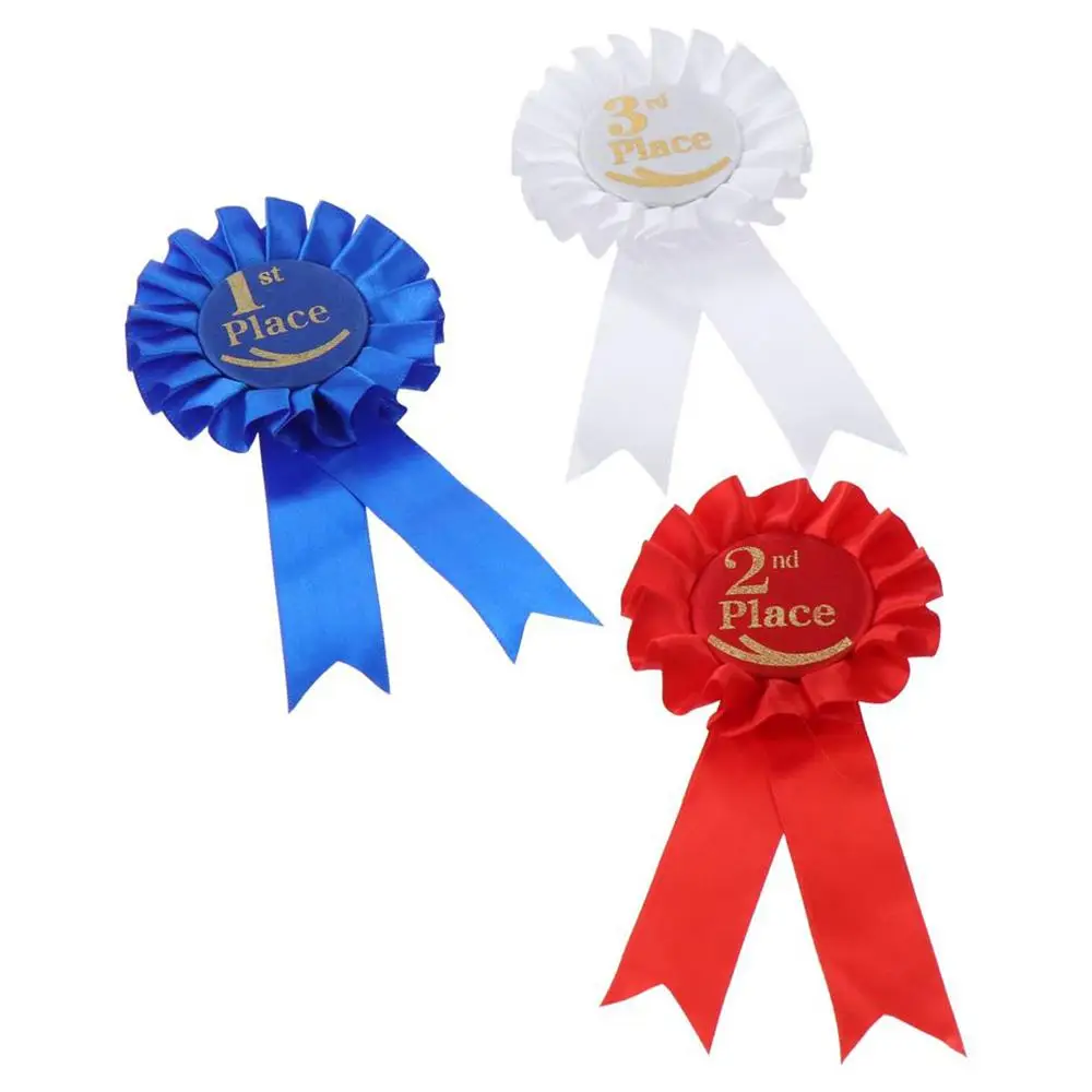 Ribbon Award Set Rosette Ribbon Prize Ribbon 1st 2nd 3rd Place Medals Blue,Red,White Honorable Ribbon Recognition Ribbons