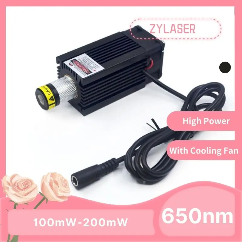 High Power Focusable 650nm Red Line/Cross Line/Dot Laser Diode Module 100mW 200mW with Cooling Fan (Free With Bracket)