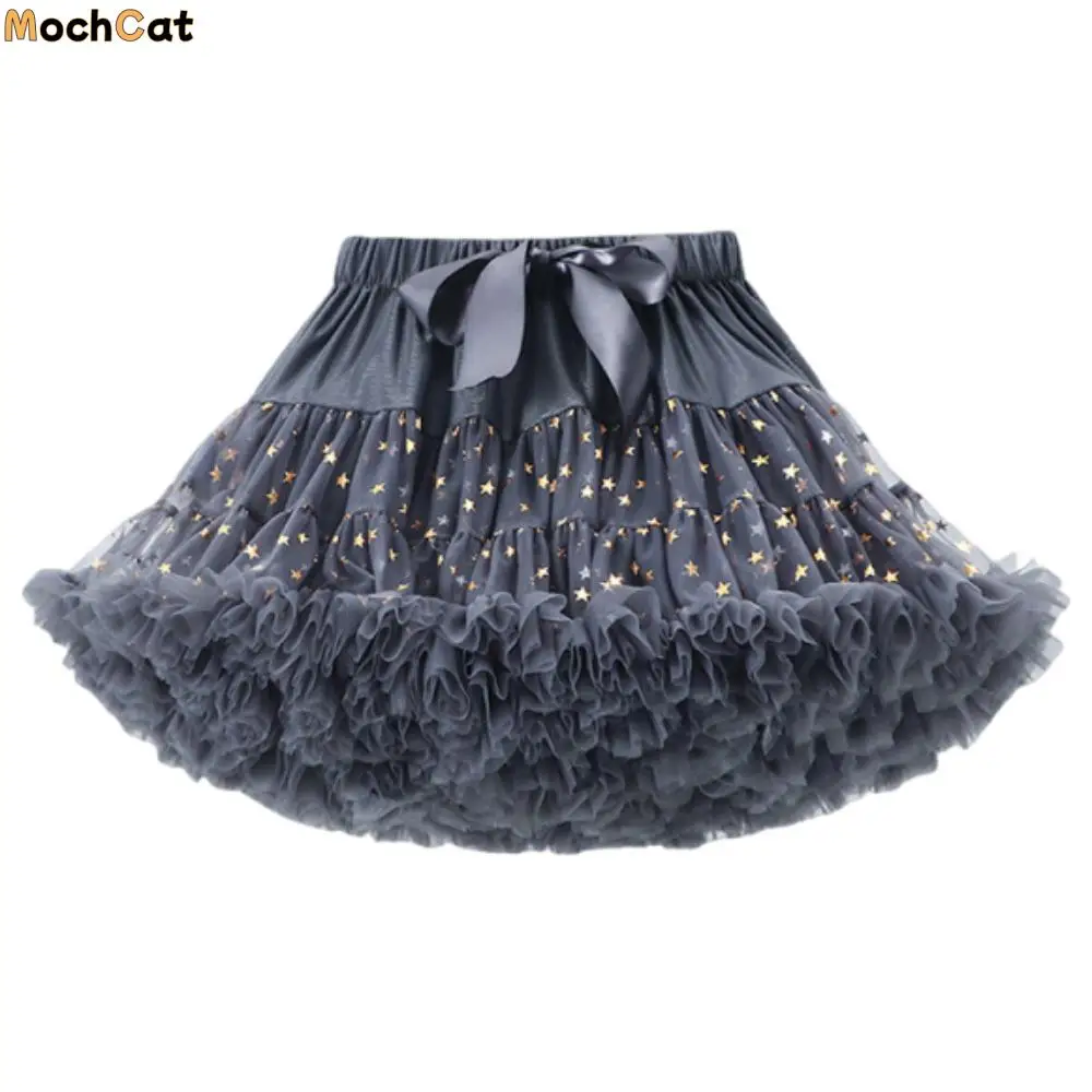 

Юбки-пачки со звездами и блестками для девочек, пышное многослойное детское короткое платье, удобные эластичные плиссированные тюлевые юбки для выпускного вечера