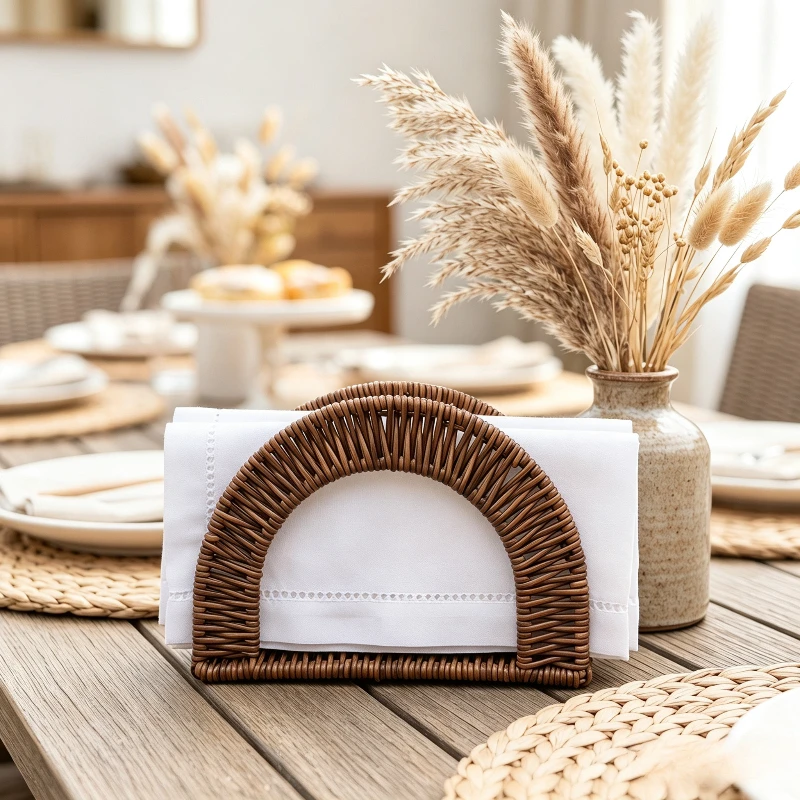 Woven Vertical Napkin Holder Arch Table Tissue Storage Rack Washable Design for Dining Table Kitchen Counter Outdoor Picnic