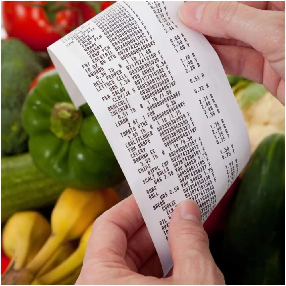 لفات ورق حرارية مباشرة، 3.125 بوصة × 230 قدم، 50 لفة، لاستلامات بطاقات الائتمان وتسجيل النقدية