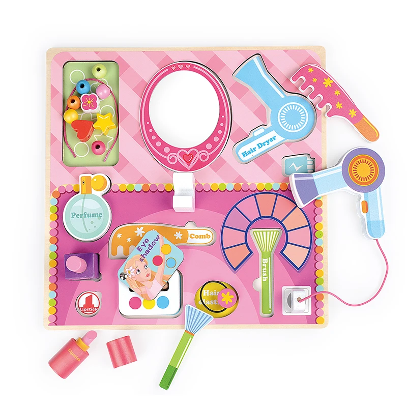 Kidus Wooden Cosmetic Toy Set  for Toddlers Beauty Salon Set with Makeup, Brush, Mirror