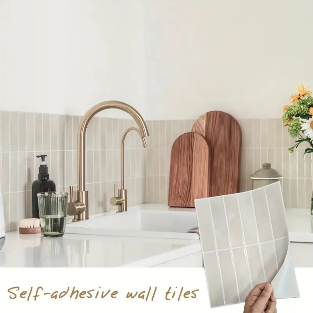 12PCS PVC Tile Sticker Irregular Pattern Self Adhesive Wall Decal Waterproof Oil Proof Home Decal Wall Floor Application