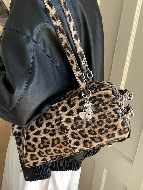 

Новая милая крутая сумка-подушка для мотоцикла Y2k, модная сумка через плечо с леопардовым принтом, высококачественная и стильная сумка подмышками