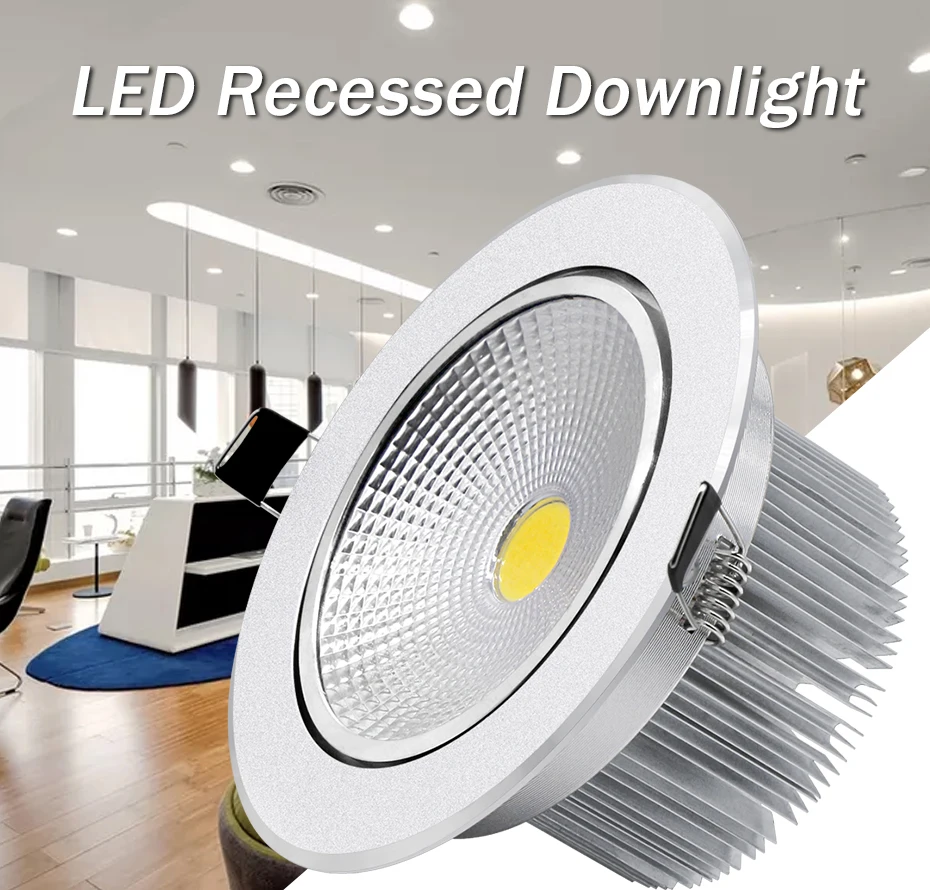 

Embedded LED Downlight COB Recessed Ceiling Spotlights Dimmable Household Living Room Kitchen Lighting Lamps AC85-265V