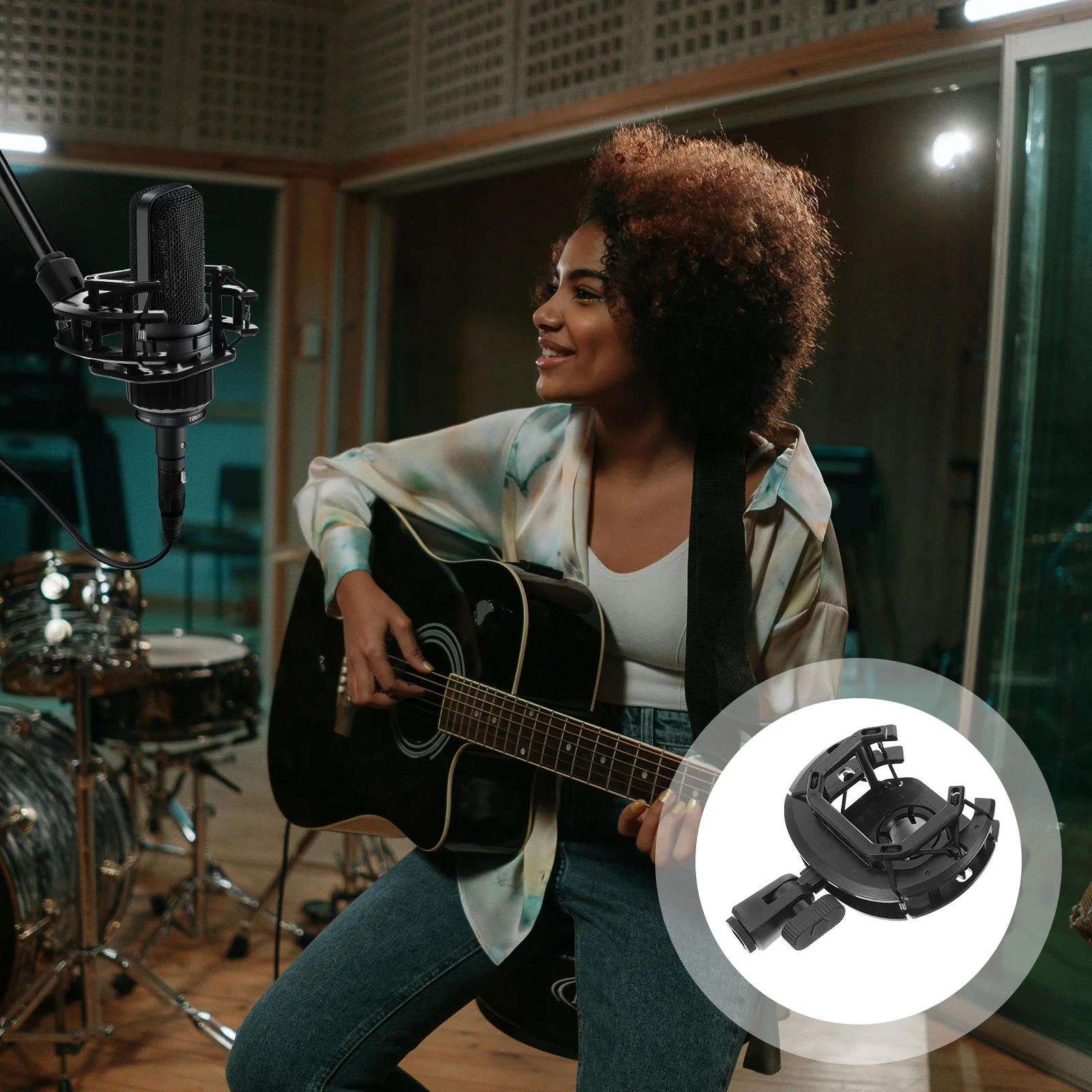 

Microphone Shockmount Anti-Vibration Mount For Desktop Studio Use Lightweight Mic Holder Support Compatible With Most Mics